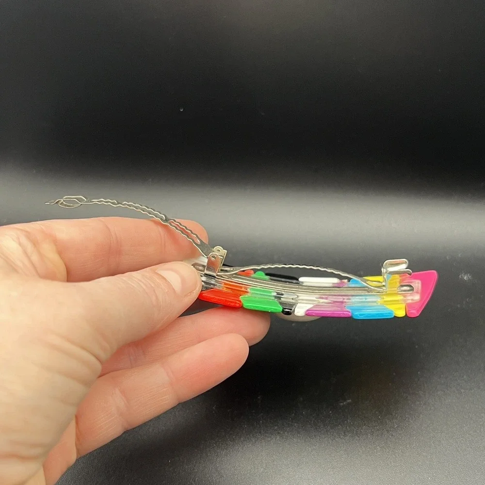 Vintage 80's Hair Clip Barrette Colorful‎ Geometric Shape 4